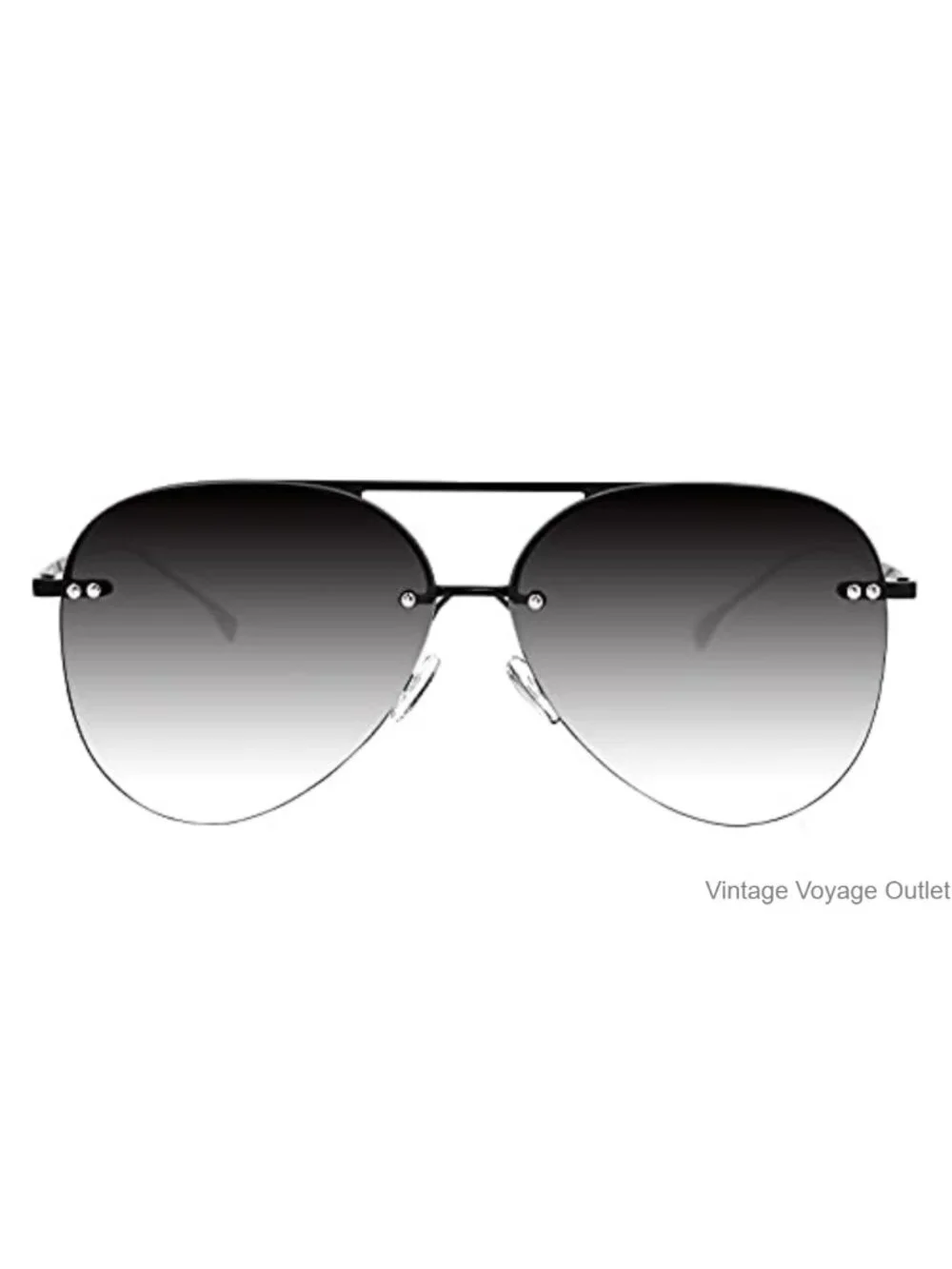 Vintage Rimless Aviator Sunglasses Oversized Women UV400 Stainless Steel